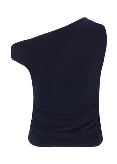 Quiz Navy Buckle Detail Ruched Top