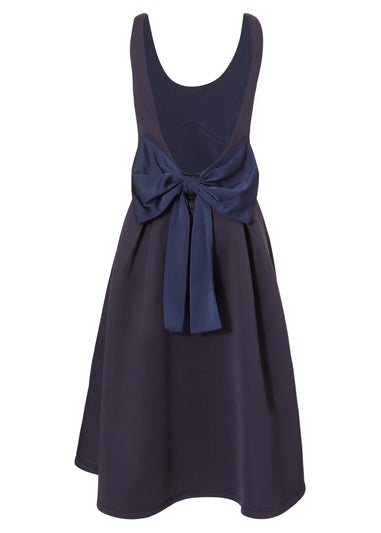 Quiz Navy Bow Back Midi Dress