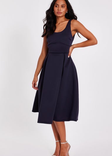 Quiz Navy Bow Back Midi Dress