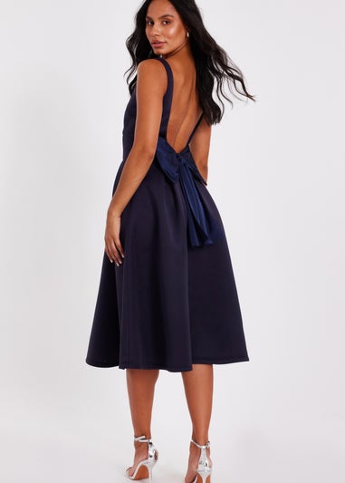 Quiz Navy Bow Back Midi Dress