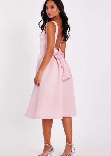 Quiz Pink Bow Back Midi Dress