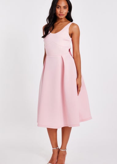 Quiz Pink Bow Back Midi Dress