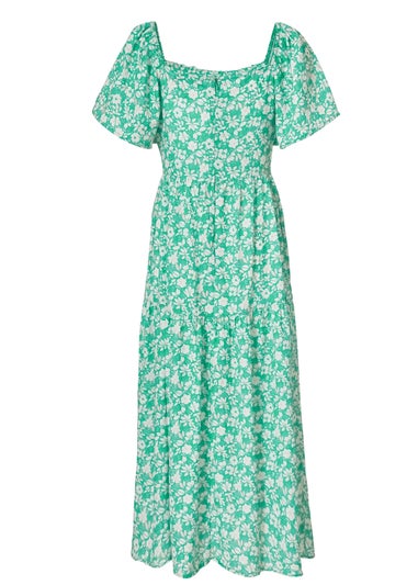 Quiz Green Floral Print Midi Dress