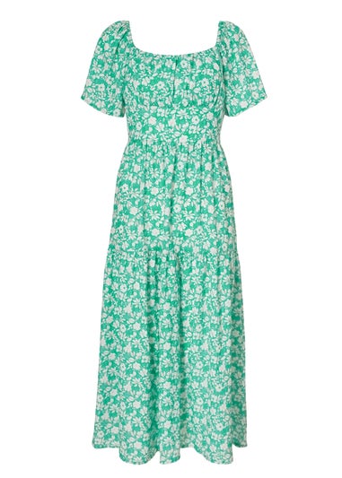 Quiz Green Floral Print Midi Dress