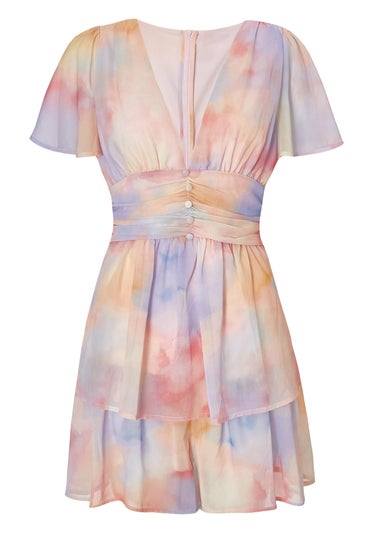 Quiz Multi Tie Dye Tiered Playsuit