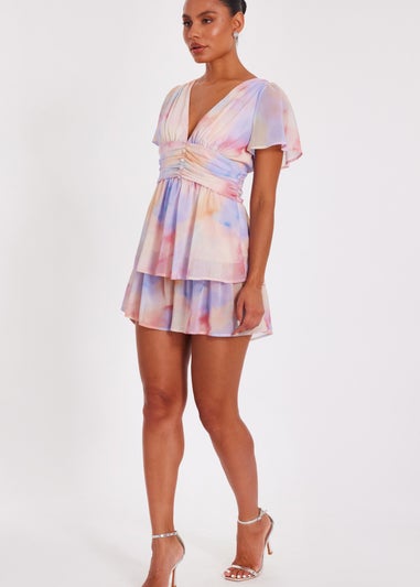 Quiz Multi Tie Dye Tiered Playsuit