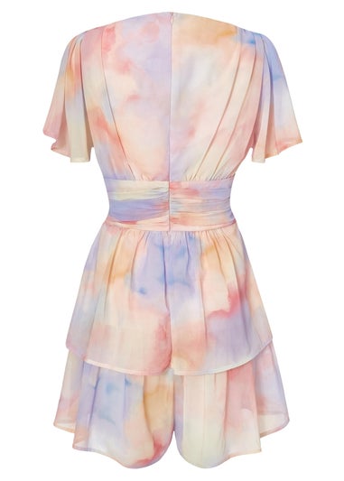 Quiz Multi Tie Dye Tiered Playsuit