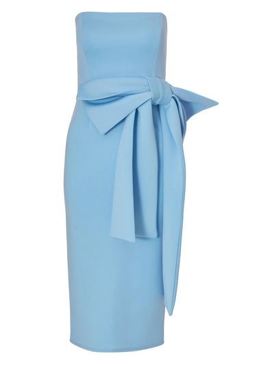 Quiz Blue Petite Strapless Bow Midi Dress