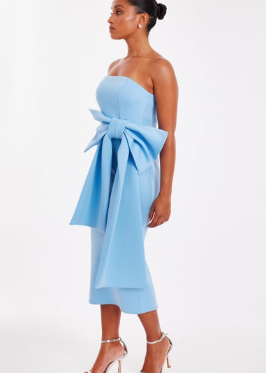 Quiz Blue Petite Strapless Bow Midi Dress