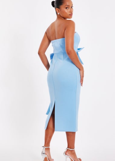 Quiz Blue Petite Strapless Bow Midi Dress