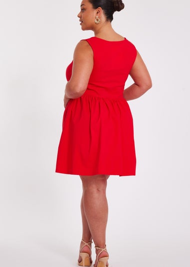 Quiz Red Curve Drop Waist Mini Dress