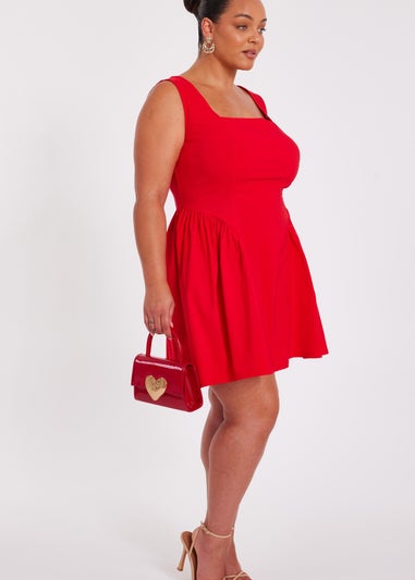 Quiz Red Curve Drop Waist Mini Dress