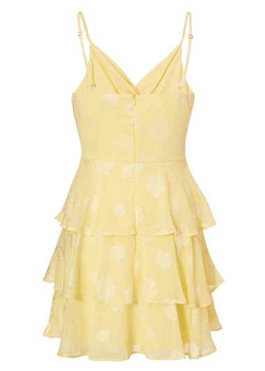 Quiz Yellow Floral Tiered Skater Dress
