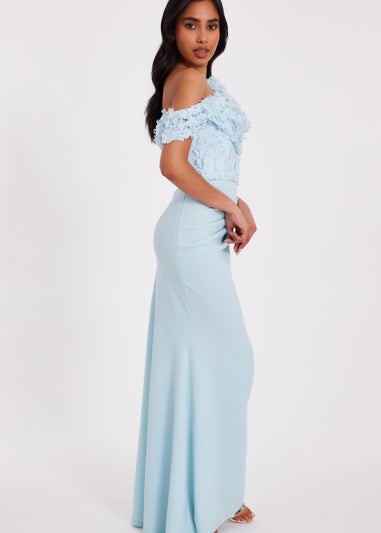 Quiz Blue Petite Floral Maxi Dress