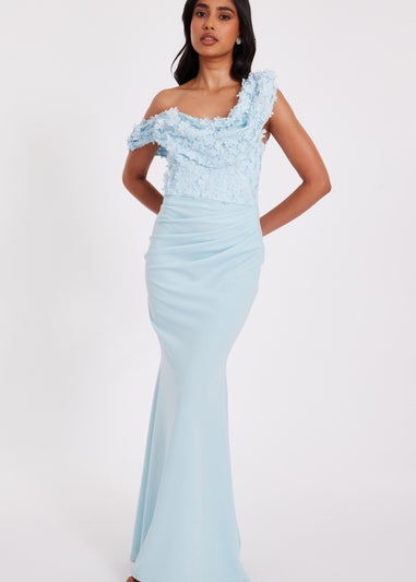 Quiz Blue Petite Floral Maxi Dress