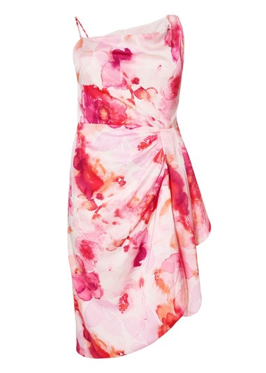 Quiz Pink Curve Tropical Print Midi Dress
