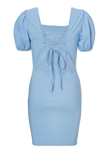 Quiz Blue Puff Sleeve Mini Dress