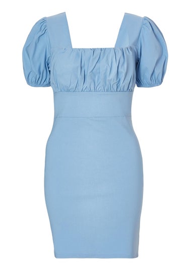Quiz Blue Puff Sleeve Mini Dress