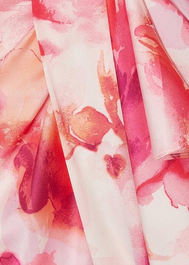 Quiz Pink Petite Floral Print Midi Dress