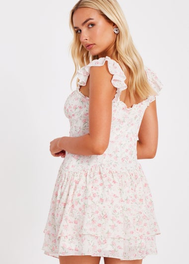 Quiz White Chiffon Ditsy Floral Dress