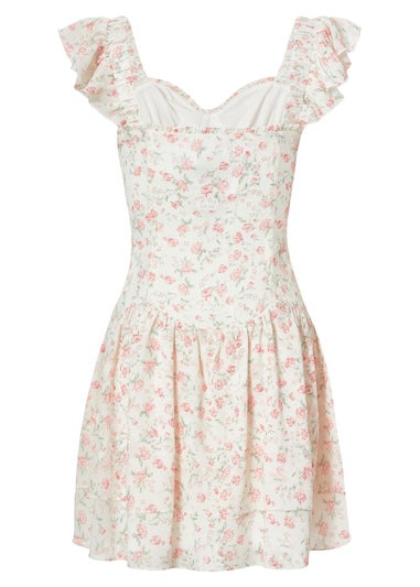 Quiz White Chiffon Ditsy Floral Dress
