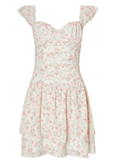 Quiz White Chiffon Ditsy Floral Dress