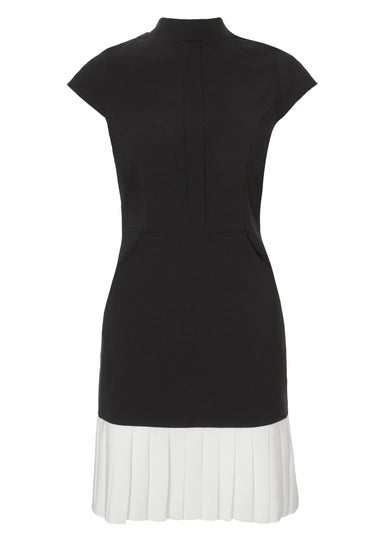 Quiz Black Contrast Pleated Mini Dress