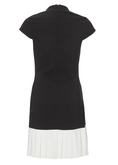 Quiz Black Contrast Pleated Mini Dress