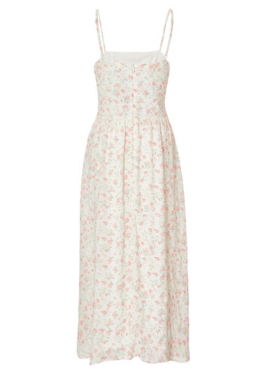 Quiz White Chiffon Floral Midi Dress