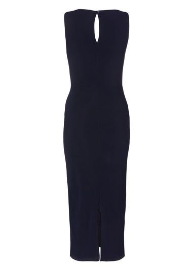 Quiz Navy Petite Buckle Detail Midi Dress