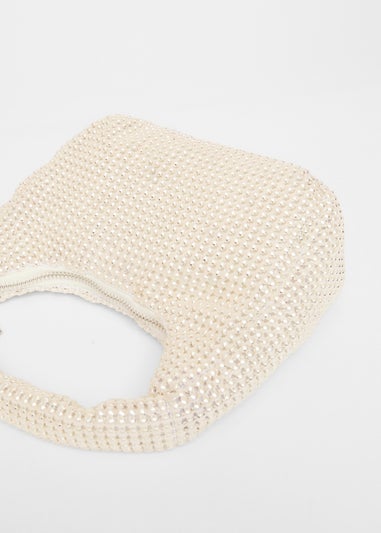 Quiz White Mini Pearl Pouch Bag