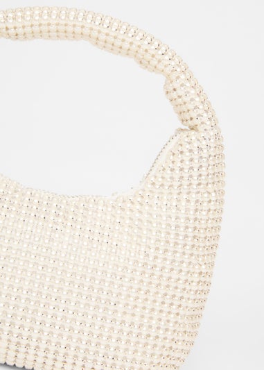 Quiz White Mini Pearl Pouch Bag
