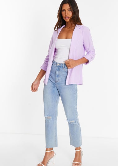 Quiz Lilac Ruched Sleeve Tailored Blazer