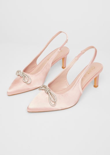 Quiz Pink Wide Fit Sling Back Heels