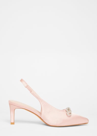 Quiz Pink Wide Fit Sling Back Heels
