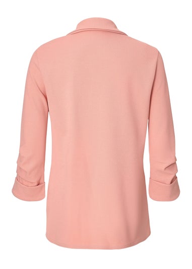 Quiz Pink Petite Ruched Sleeve Blazer