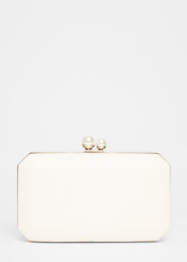 Quiz Cream Bridal Pearl Clasp Box Bag