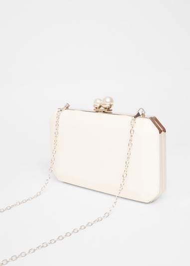 Quiz Cream Bridal Pearl Clasp Box Bag