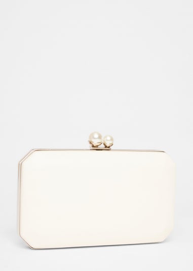 Quiz Cream Bridal Pearl Clasp Box Bag