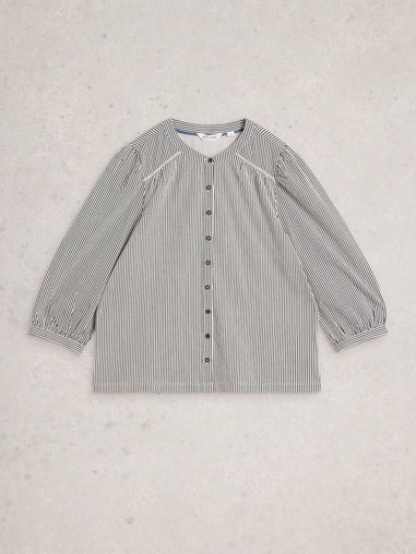 Gestreifte Bluse aus Materialmix