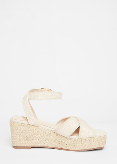 Quiz Cream Cross Strap Wedges