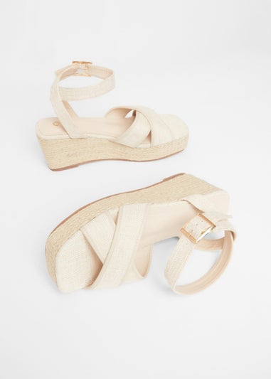 Quiz Cream Cross Strap Wedges