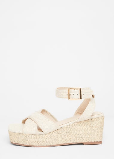 Quiz Cream Cross Strap Wedges