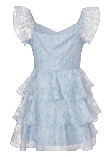 Quiz Blue Chiffon Floral Skater Dress