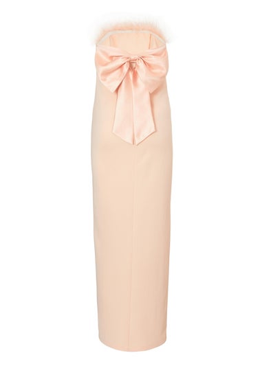 Quiz Orange Feather Trim Midaxi Dress