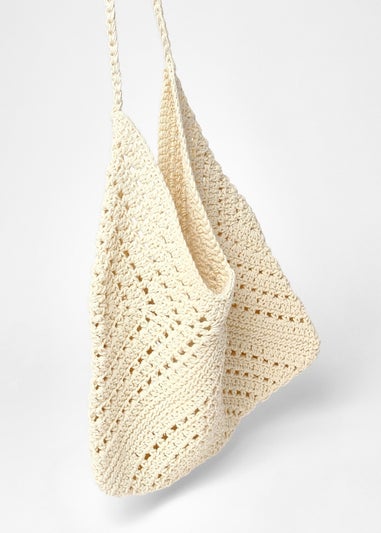 Quiz Cream Crochet Shoulder Bag
