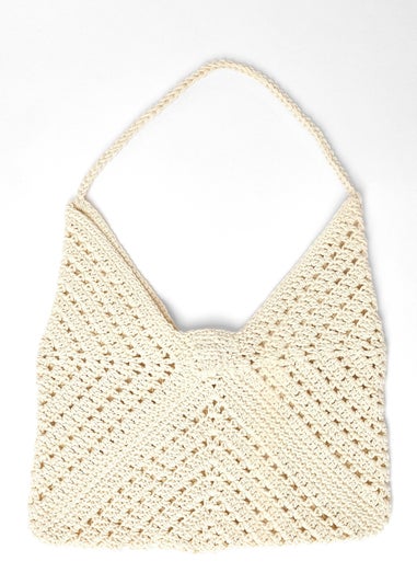 Quiz Cream Crochet Shoulder Bag