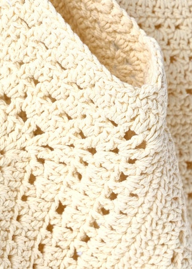 Quiz Cream Crochet Shoulder Bag