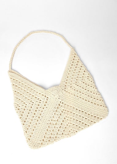 Quiz Cream Crochet Shoulder Bag