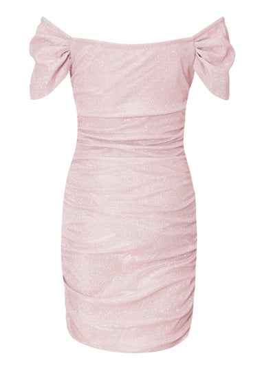 Quiz Pink Glitter Bardot Mini Dress